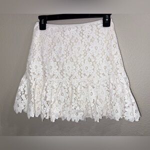 Saylor Valentines Misty White Lace Whimsical Cottagecore Mini Skirt- Size Small